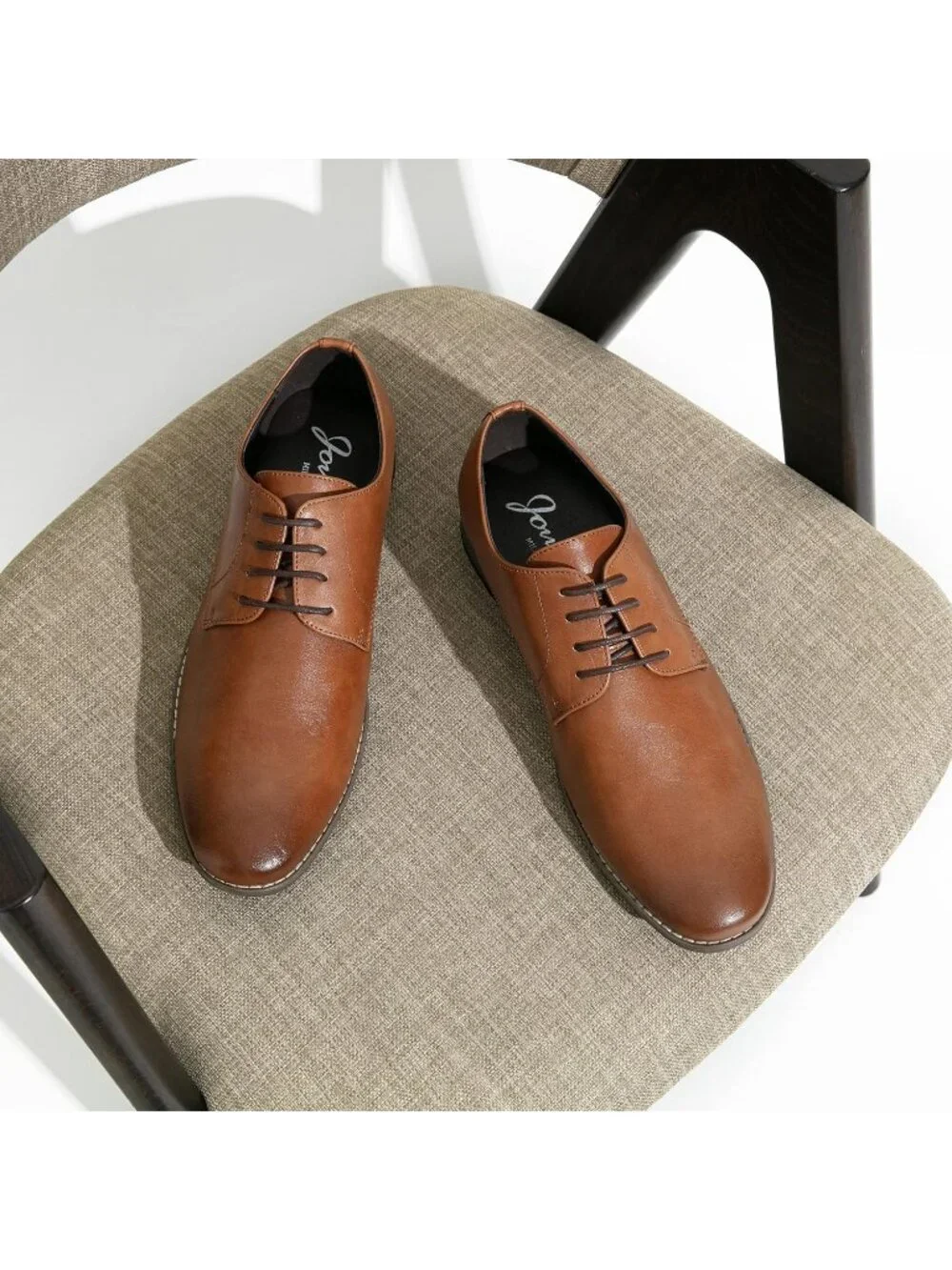 Men's Brown Leather Formal Non Slip Wedding Oxford Derby Dress Shoes
